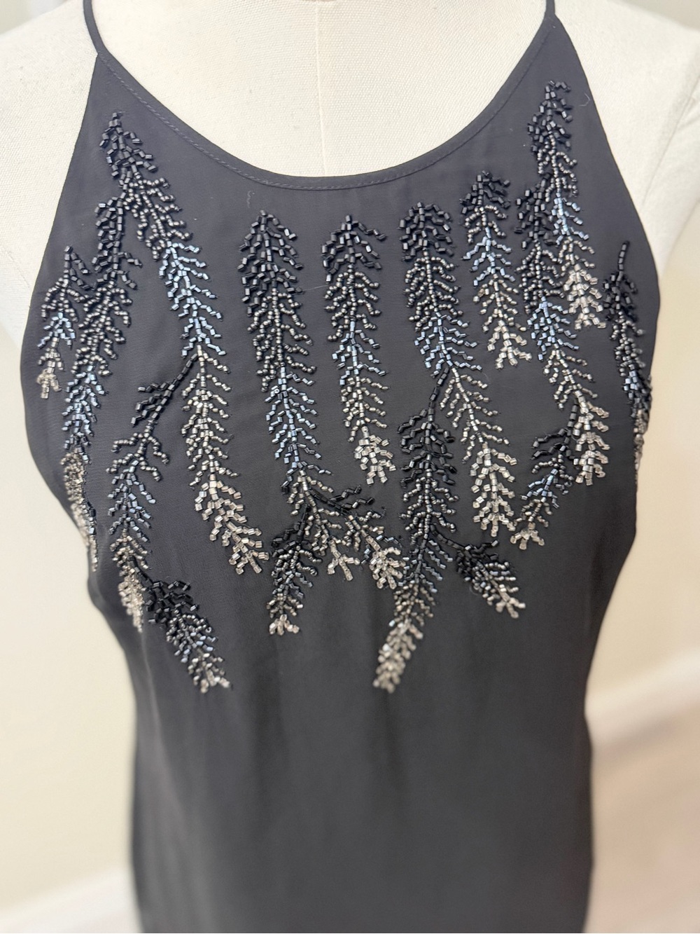 White House Black Market Black Beaded Halter Camisole - Picture 5 of 9